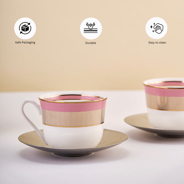 Pink Cup and Saucer | Set of 2