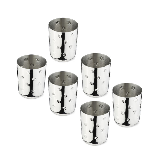 Polka Flower Stainless Steel Tumbler | Set of 6