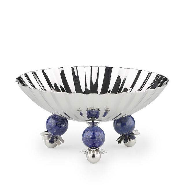 Poppy Nut Bowl with Lapiz Lazuli Stone