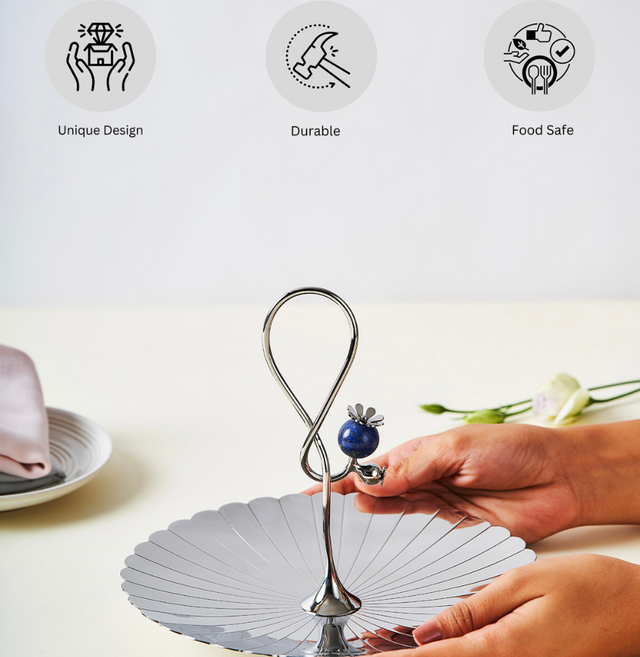 Poppy Pole Platter with Lapiz Lazuli Stone | Small