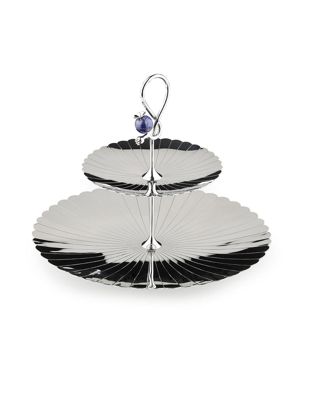 Poppy Pole 2 Tier Platter with Lapiz Lazuli Stone
