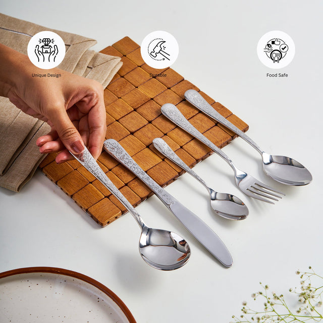 Rose Quartz Cutlery | Set of 30