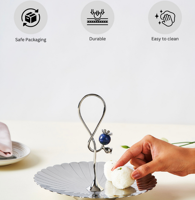 Poppy Pole Platter with Lapiz Lazuli Stone | Small