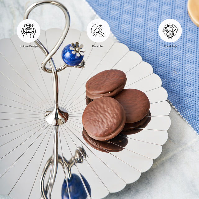 Poppy Pole Platter with Lapiz Lazuli Stone | Medium