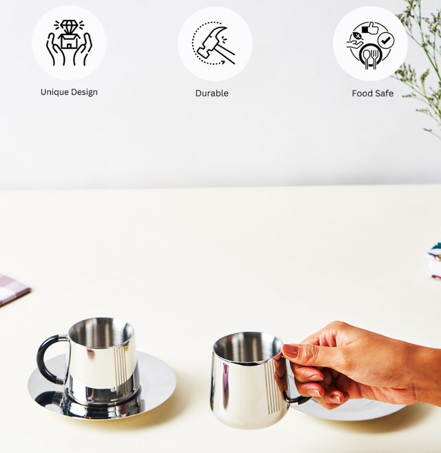 Deco Cup & Saucer | Luxury Cup Set of 2