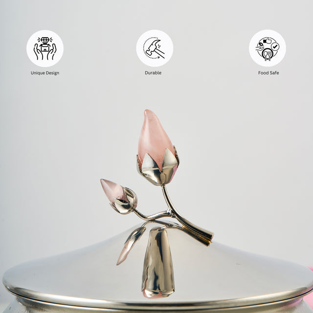 Rose Quartz Textured Serving Bowl with Lid | Medium