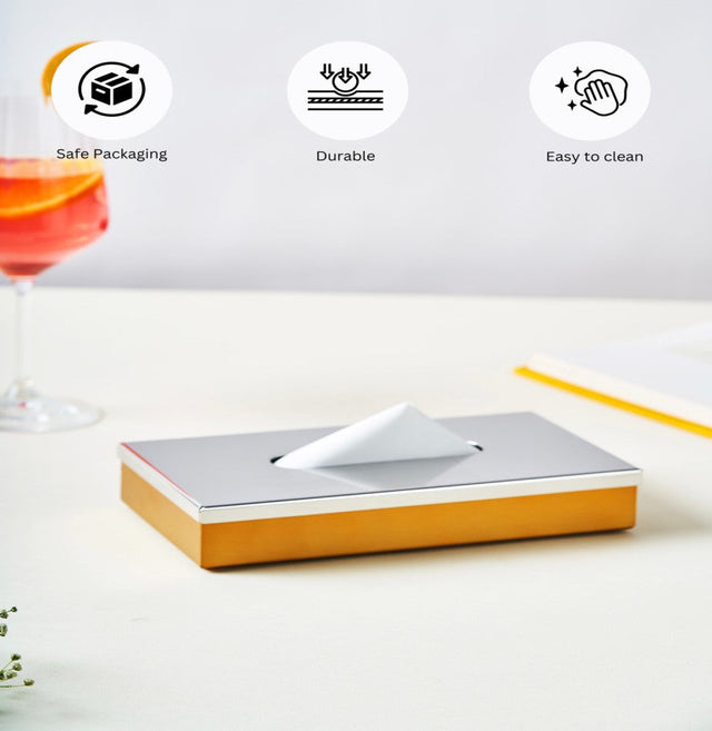 Deco Gold Premium Tissue Box – Stainless Steel