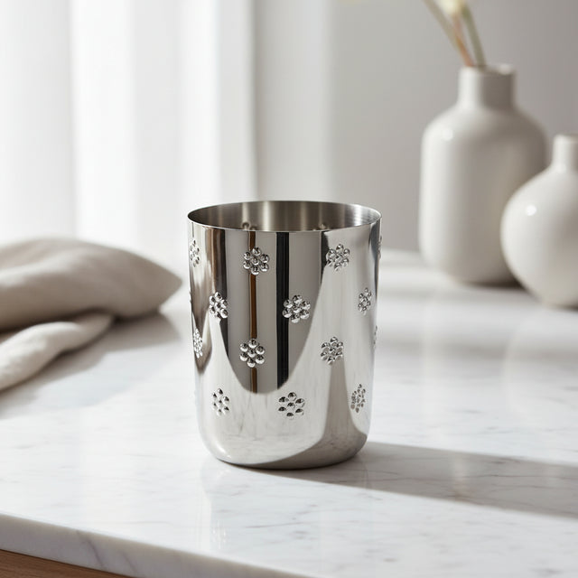 Polka Flower Stainless Steel Tumbler | Set of 6