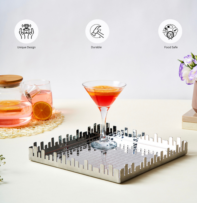 Urban Horizon Designer Serving Tray – Square Platter