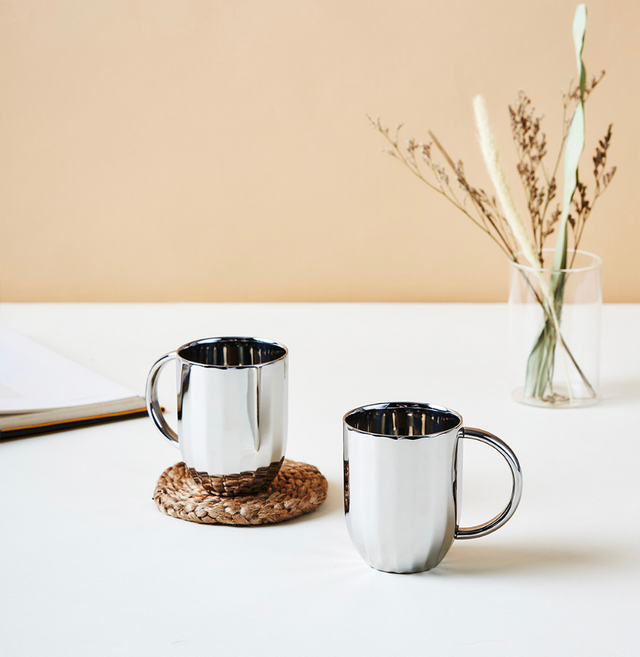 Dome Luxury Stainless Steel Coffee Mugs | Set of 2