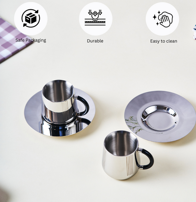 Deco Cup & Saucer | Luxury Cup Set of 2