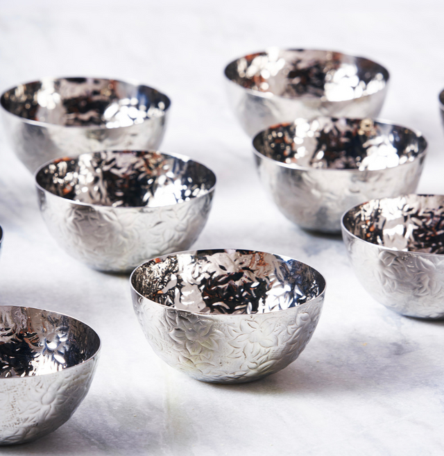 Stainless Steel Katori Set Of 12 (Rose Quartz)