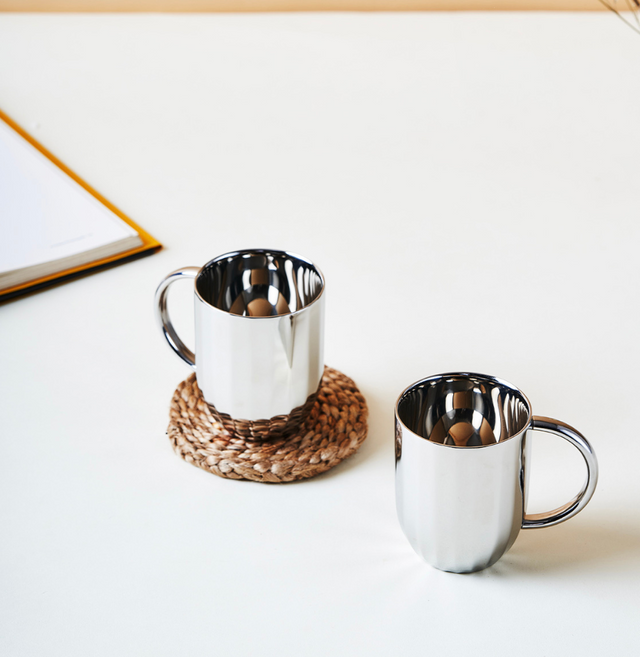 Dome Luxury Stainless Steel Coffee Mugs | Set of 2