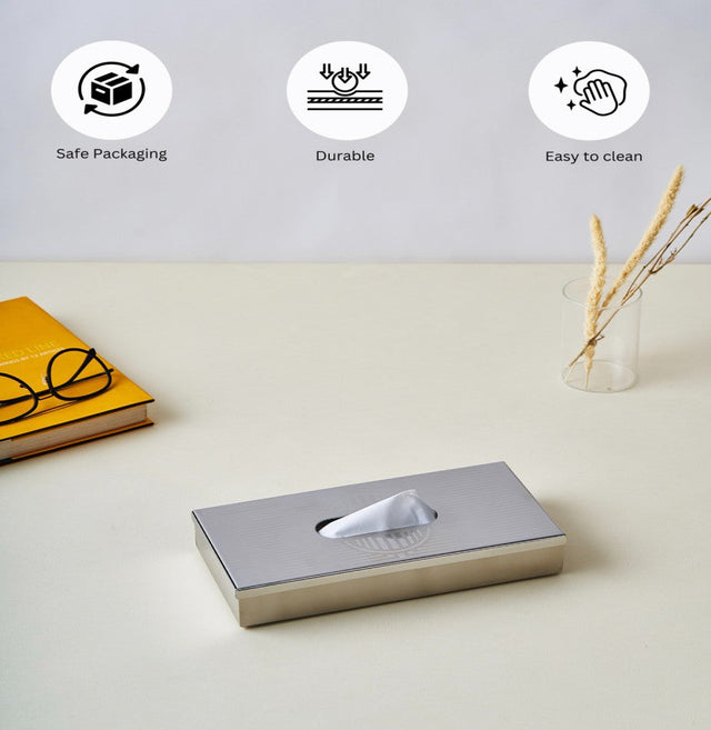 Art Deco Stainless Steel Premium Tissue Box