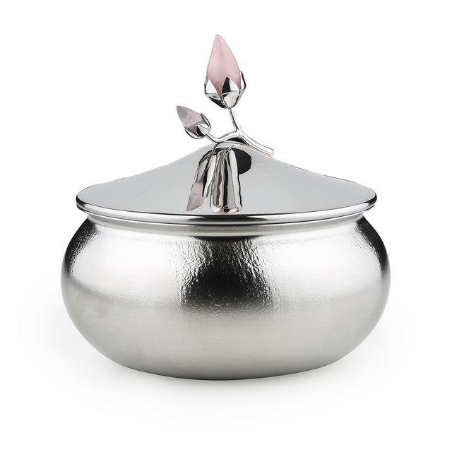 Rose Quartz Textured Serving Bowl with Lid | Medium