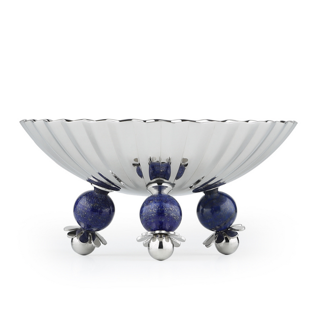 Poppy Nut Bowl with Lapiz Lazuli Stone