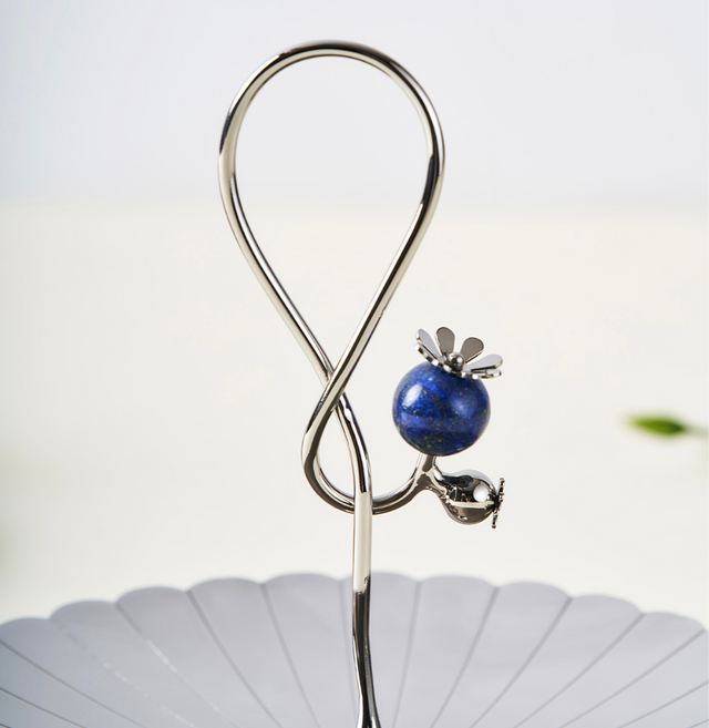 Poppy Pole Small Platter with Lapi Lazuli Stone