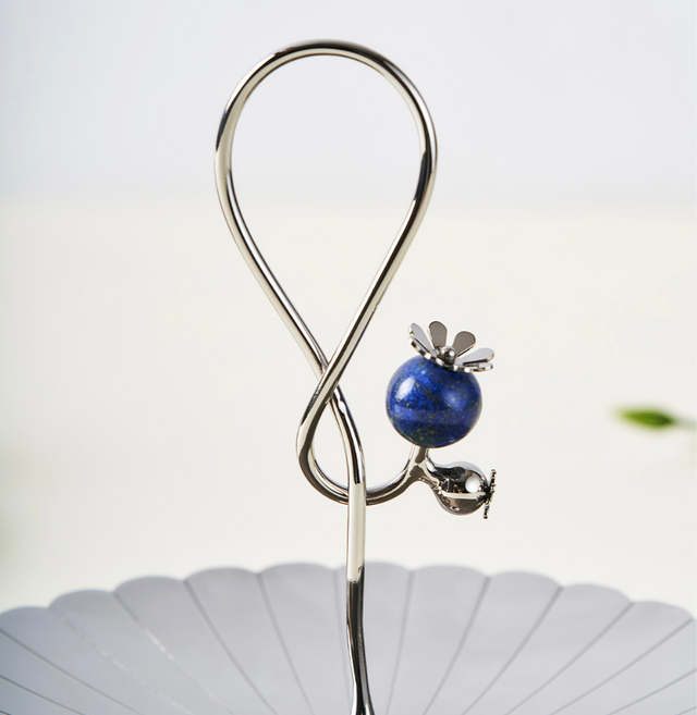 Poppy Pole Platter with Lapiz Lazuli Stone | Small