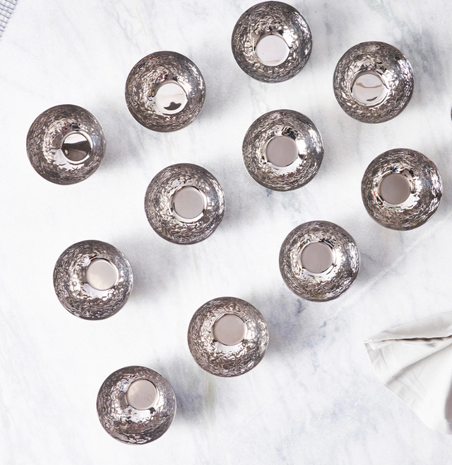 Stainless Steel Katori Set Of 12 (Rose Quartz)