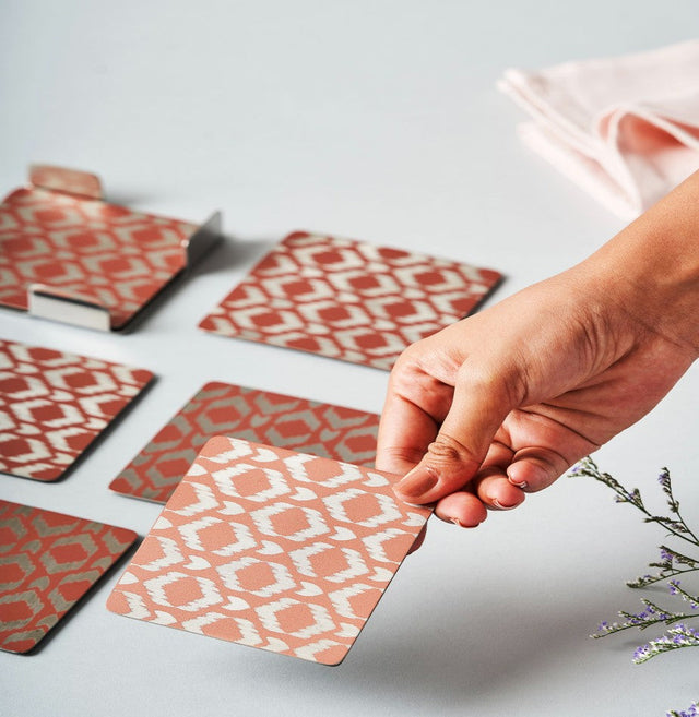 Ikat Coaster Pink | Set of 6