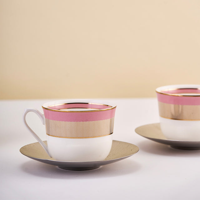 Pink Cup and Saucer | Set of 2