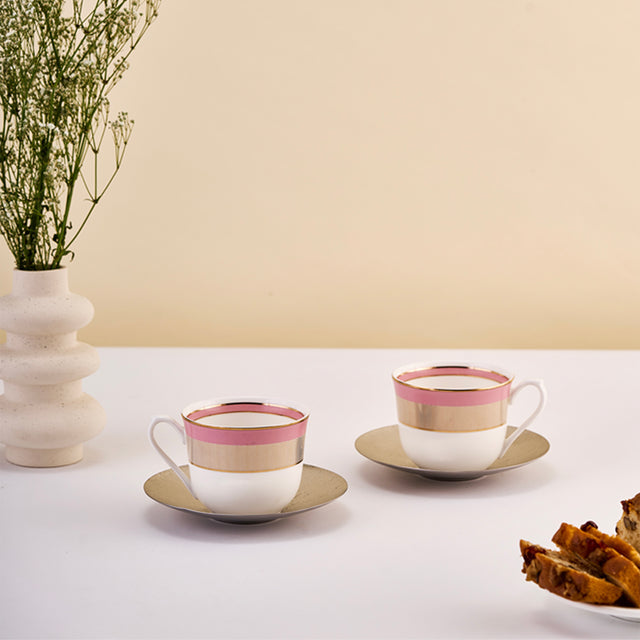 Pink Cup and Saucer | Set of 2