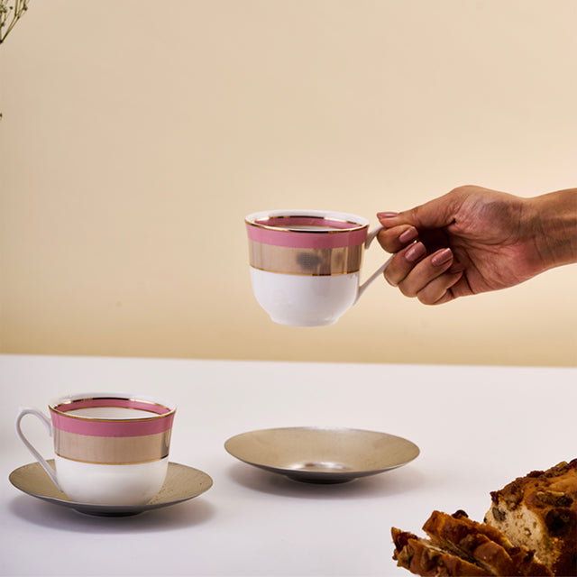 Pink Cup and Saucer | Set of 2