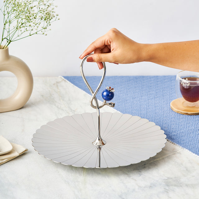 Poppy Pole Platter with Lapiz Lazuli Stone Medium