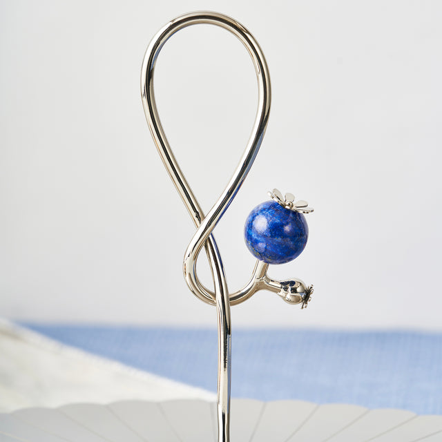 Poppy Pole Platter with Lapiz Lazuli Stone | Medium