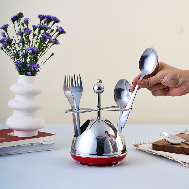 Dancing Doll Cutlery Stand | Large | Red