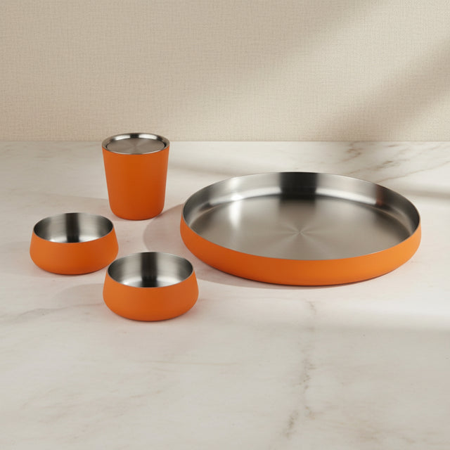 Primary Luxury Dinnerware Set for Kids | Orange
