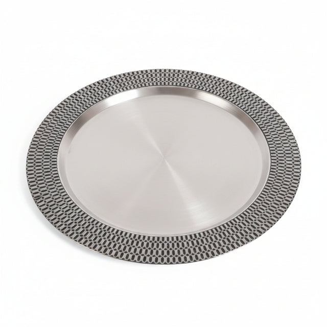 Inline Weave Black Charger Plate