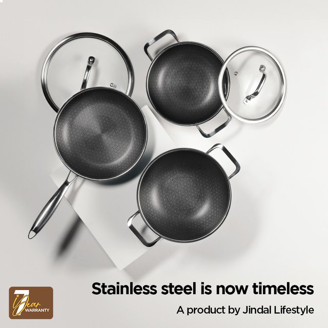 Stainless Steel Triply Mirror Finish Pressure Cooker 3 Ltr with Gasket and Rivetless Stay Cool Handle