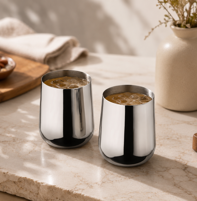 Art Deco Stainless Steel Tumbler Set