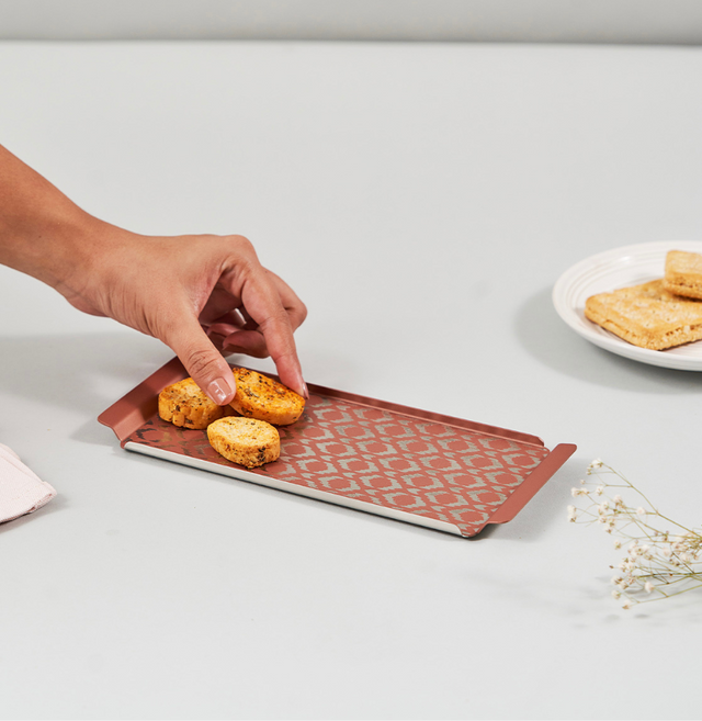 Pink Ikat Designer Serving Tray – Small & Stylish