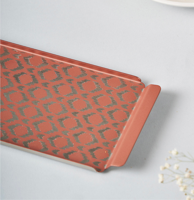 Pink Ikat Designer Serving Tray – Small & Stylish
