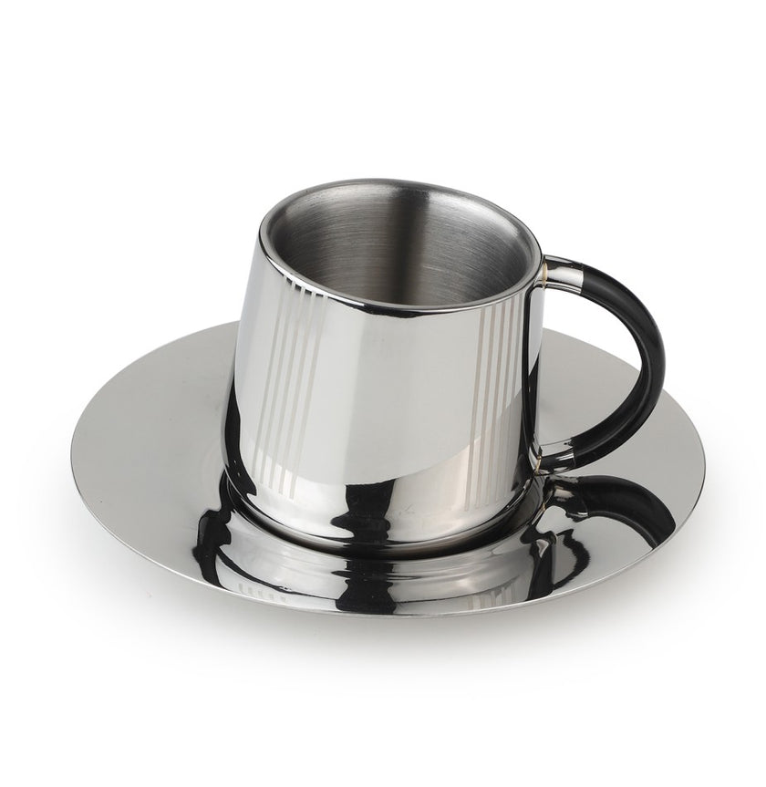 Buy Stainless Steel Cup and Saucer Set Online | Arttd'inox