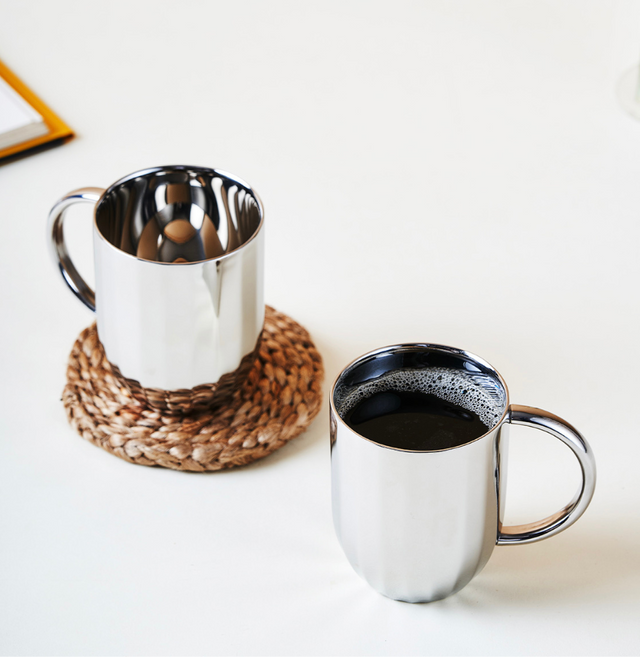 Dome Luxury Stainless Steel Coffee Mugs | Set of 2