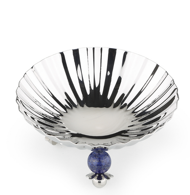 Poppy Nut Bowl with Lapiz Lazuli Stone