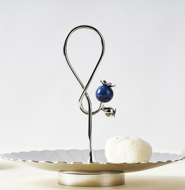 Poppy Pole Small Platter with Lapi Lazuli Stone