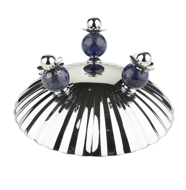 Poppy Nut Bowl with Lapiz Lazuli Stone