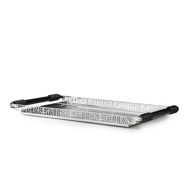 Lattice Designer Serving Tray with Wooden Handles