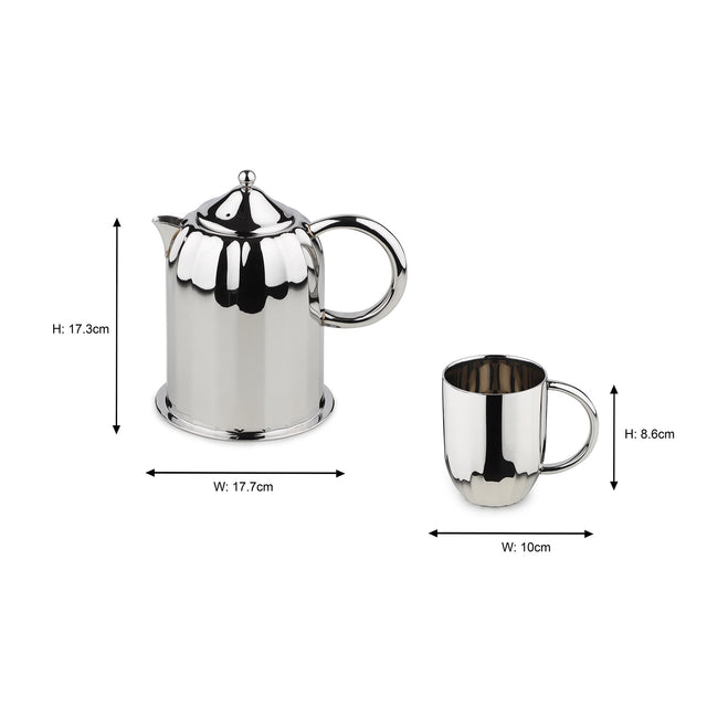 Luxury Dome Stainless Steel Coffee Mug & Pot Set
