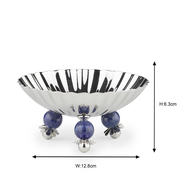 Poppy Nut Bowl with Lapiz Lazuli Stone