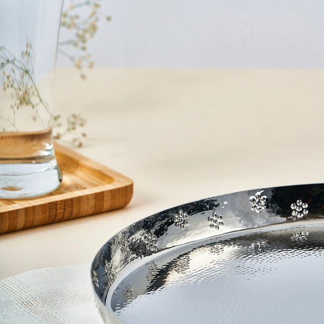Polka Thali With Texture & Flower Dots