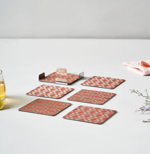Ikat Coaster Pink | Set of 6