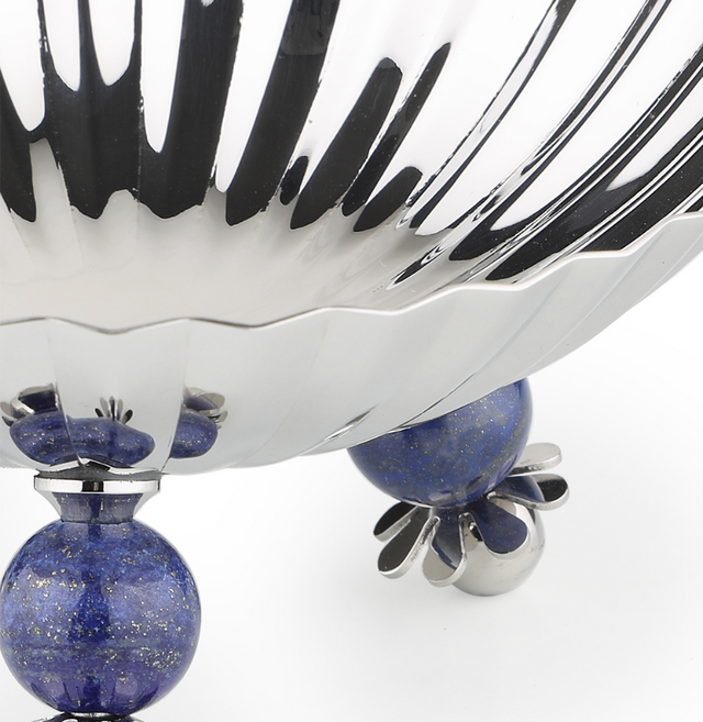 Poppy Nut Bowl with Lapiz Lazuli Stone