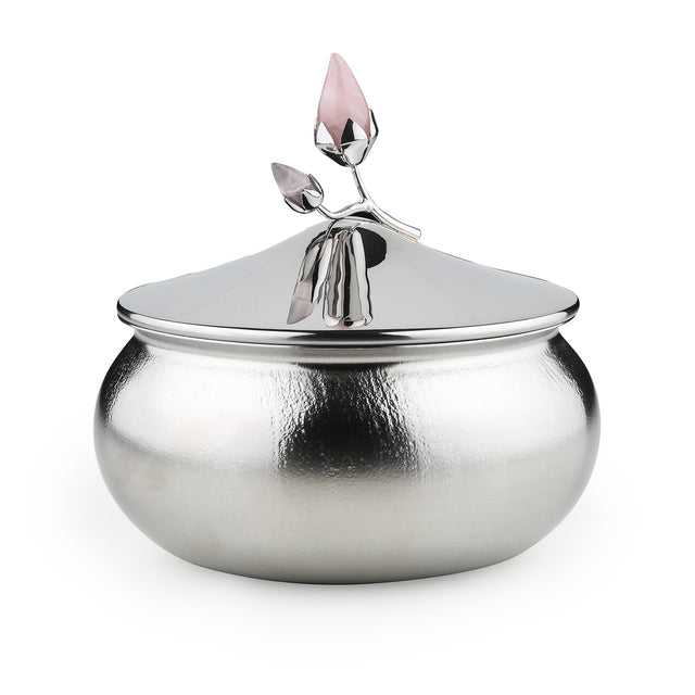 Rose Quartz Textured Serving Bowl with Lid | Medium