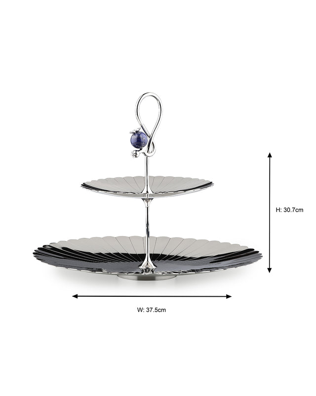 Poppy Pole 2 Tier Platter with Lapiz Lazuli Stone