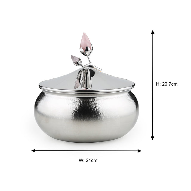 Rose Quartz Textured Serving Bowl with Lid | Medium